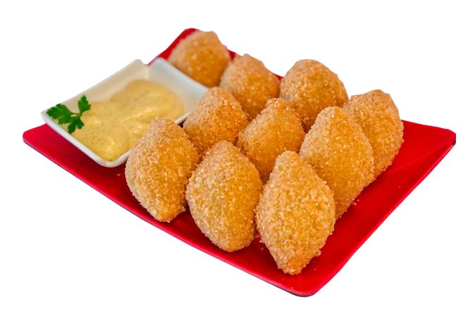 Bolinho recheado com creme de camarão